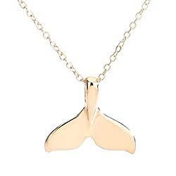 Lavany Retro Whale Tail Fish Nautical Charm Mermaid Tail Pendant Necklace Jewelry (Gold)