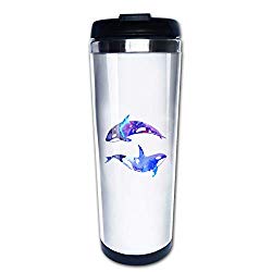 BIOIJUHJO Orca Killer Whale Stainless Steel Water Cup Travel Coffee Mug for Outdoor Sports Camping Hiking Cycling Picnic Office Home Yoga Running,Leak Proof Design and Lock Lid