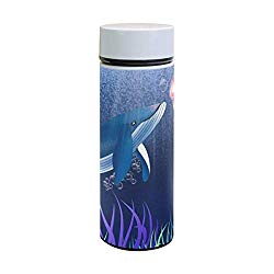 Mr.Lucien Whale Jellyfish Swim In Blue Sea Seaweed Sunshine Fantasy Watercolor Thermos Vacuum Insulated Bottle, Stainless Insulation Cup, Travel Coffee Mug, Best Gifts, 350ml(12oz) 2020180