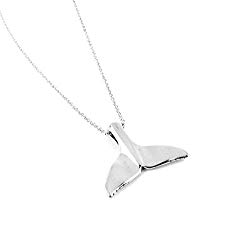 Whale Tail Sterling Silver Necklace Nautical Marine Ocean Wildlife Charm Jewelry (20 Inches)