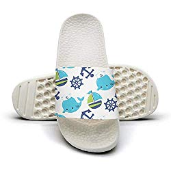 Baby Whales And Anchor White Womens Sandals Indoor/Outdoor Fashion Slippers Shower