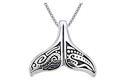 Jewelry Trends Sterling Silver Aboriginal Whale Tail Pendant Necklace 18"