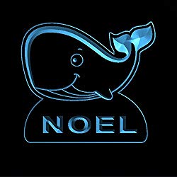 ws1037-0385-b NOEL Whale Night Light Nursery Baby Kids Name Day/ Night Sensor LED Sign