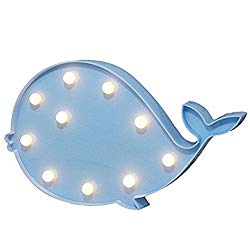 Missley Cute Whale LED Light Romantic Atmosphere Marquee Light LED Night Light Wedding Birthday Decoration LED Night Light (whale-Blue)