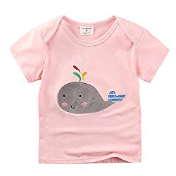 Cute Cartoon Whale T Shirts for Girls Colorful Sea Animals Tee Tops (7T, Pink)