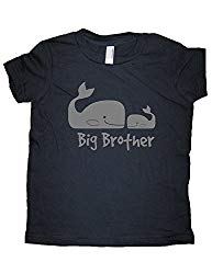 Boys Whale Pair Big Brother Shirt 7-8 Navy by Sunshine Mountain Tees