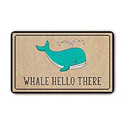 UlanLi Entrance Floor Mat Funny Doormat Whale Hello There Door mat Decorative Indoor Outdoor Doormat Non-Woven Fabric Top 23.6"x15.7"