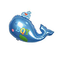 MonkeyJack Ocean Theme Whale Foil Balloon Boy Girl Baby Shower Kids Party Decoration - Blue Boy, 88x72cm