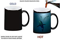 Sharks Under Water Magic Color Morphing Ceramic Coffee Mug Tea Cup by Moonlight Printing