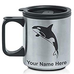 Coffee Travel Mug, Killer Whale, Personalized Engraving Included
