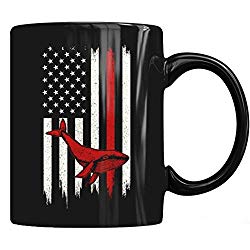 Whale American Flag Mug, Whale Coffee Mug 11oz Gift Black Tea Cups