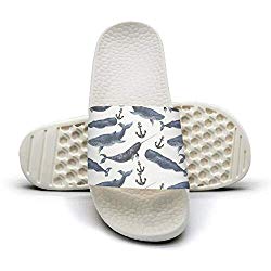 HSJDAPOCOAQ Whales and Narwhals White Backdrop Summer Slippers for Men