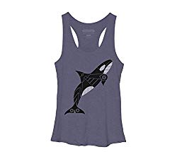 Design By Humans Orca (Killer Whale) Women's Large Navy Heather Racerback Tank Top