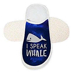 IIPOOK I Speak Whale Printed Unisex Slip On House Shoes House Slippers Cotton Slippers For Indoor & Outdoor Use 14 B(M) US