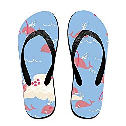 LISPLA Coloranimal Home House Slippers Pink Whale Summer Beach Slippers