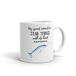 Funny Whale Mug, Narwhal Mug, Spirit Animal Funny Coffee Mug or Tea Mug Gift, Funny Coffee 11oz Ceramic Mug