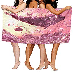 Jchskwn Women's Bath Towel Wrap - Sakura Whale Island Travel Waffle Spa Beach Towel Wrap for Women