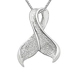 Sterling Silver Whale Tail Slide Pendant, Made in USA, 18" Italian Box Chain (Only Pendant)