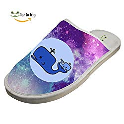 KOUY Baby Whale Closed Toe Cotton Slippers Warm Soft Indoor Shoes Non-Watertight 6 D(M) US