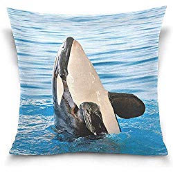 Head-Up Killer Whale Decorations Decor Throw Pillow Case Sofa Waist Throw Cushion Cover Home Decor Square 45 x 45cm 18x 18inch