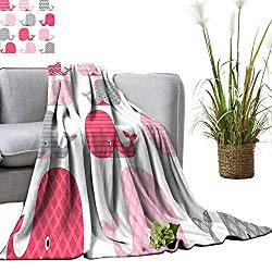 YOYI Super Soft Blanket Cute Patterned Whales Design Perfect for Baby and Toddler Rooms Pink Grey and Bedsure Flannel 30"x50"