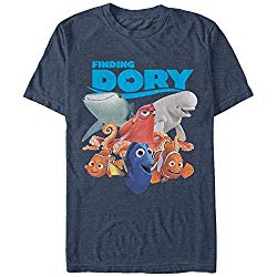 Finding Dory Men's Whole Gang Navy Blue Heather T-Shirt