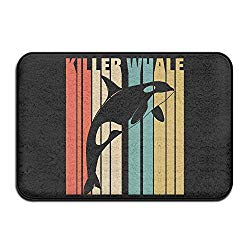 Intheend Funny Creative Retro Killer Whale Design, Funny Polyester Home Doormat Non Slip Indoor/Outdoor/Front Door/Bathroom Entrance Mats Rugs Carpet,23.6"X15.7"
