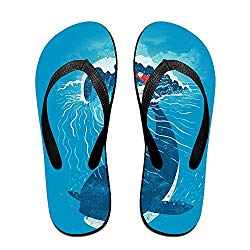 Unisex Summer Beach Slippers Surfing Whales Flip-Flop Flat Home Thong Sandal Shoes