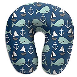 Ugsfds01s Nautical Whales Comfortable Travel Pillow,Get Wrapped in Extreme Comfort with The Comfort Master Neck Pillow,a Memory Foam Pillow That Support for Travel,Home,Neck Pain