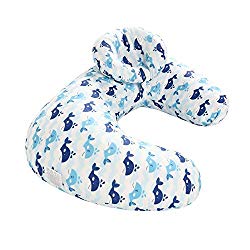 Breastfeeding Nursing Pillow and Positioner,Machine Washable,U Shape Nursing and Infant Support Pillow Bonus Head Positioner(Blue Whale)