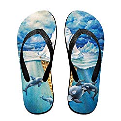 Couple Slipper Whale With Ice Cream Mountain Print Flip Flops Unisex Chic Sandals Rubber Non-Slip Spa Thong Slippers