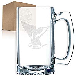 Stickerslug Engraved Whale Tail Glass Beer Mug, 27 ounce