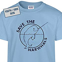 S - Youth Save The Narwhals T Shirt Funny Kids T Shirt Cute Cool Whales T Shirt Girls Boys Childrens Shirtmandude Kids T Shirts