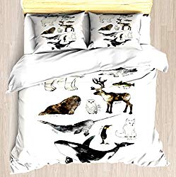 NTCBED Arctic & Antarctic Animals - Duvet Cover Set Soft Comforter Cover Pillowcase Bed Set Unique Printed Floral Pattern Design Duvet Covers Blanket Cover King/Cal King Size