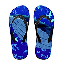Unisex Summer Beach Slippers Flying Whales Flip-Flop Flat Home Thong Sandal Shoes