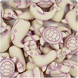 BeadTin Ivory & Purple Antiqued Marine Life Pony Beads (2oz)