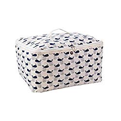 Fieans Foldable Thick Clothes Storage Bags Packing Cube Travel Luggage Organizer Bag With Zipper And Lid Storage Basket-Whale