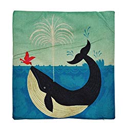 Venzhe 18x18 Inch Hot Sale Pillowcase Patterns Linen Throw Pillow Case Home Decor Cushion Cover Whale and Bird