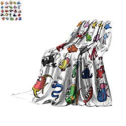 Anyangeight Nautical Decor for Kids Blanket as Bedspread Aquarium Cartoon Octopus Dolphin Shark Whale Clown Fish Jellyfish Crab Marine Queen Size Blanket Throw Blanket 60"x35"