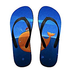 Unisex Summer Beach Slippers Big Whale Flip-Flop Flat Home Thong Sandal Shoes