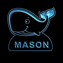 ws1037-0622-b MASON Whale Night Light Nursery Baby Kids Name Day/ Night Sensor LED Sign