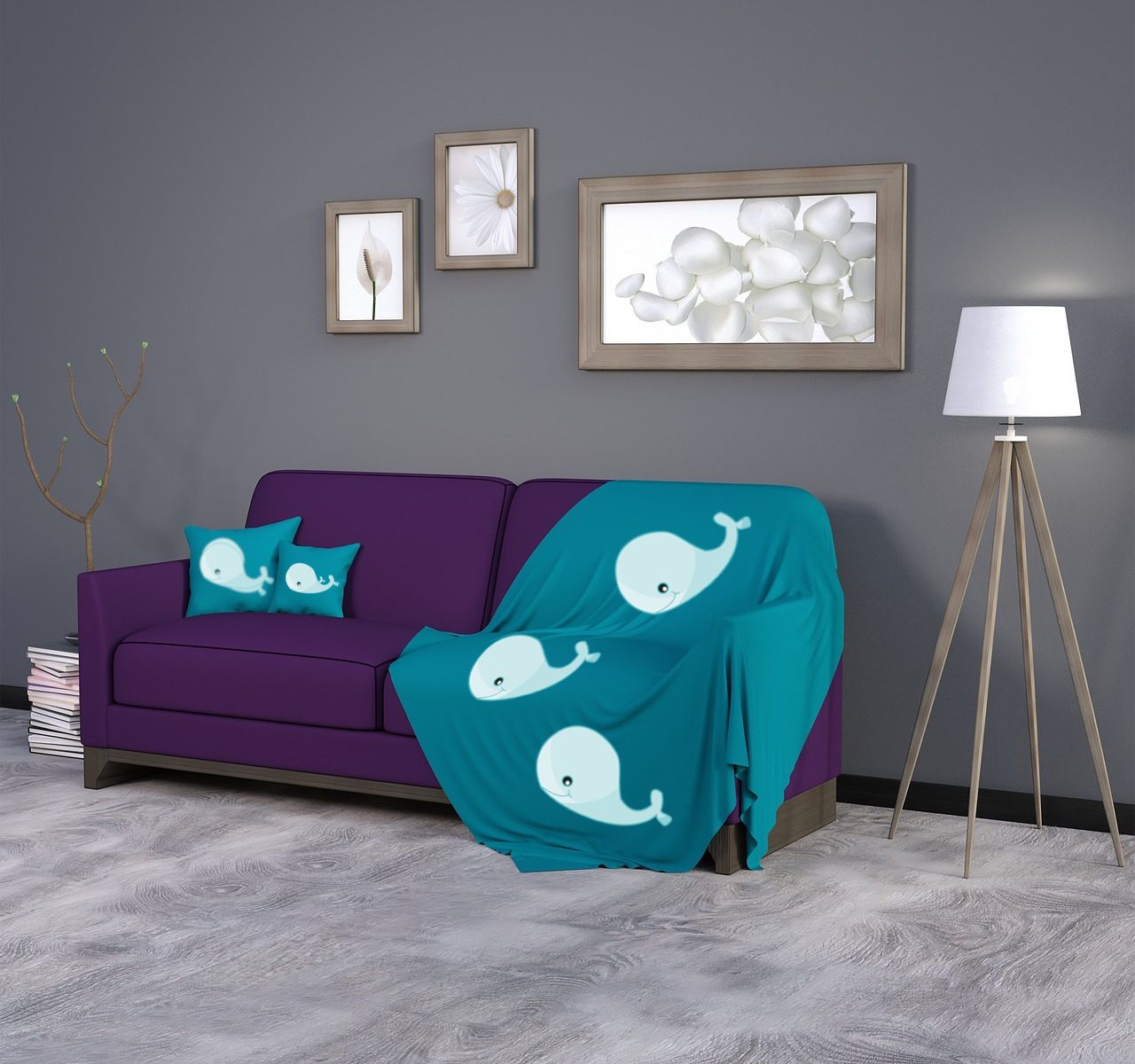 Whale Throws (Pillows, Blanket)