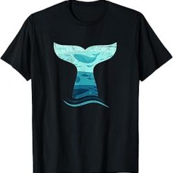 Whale Tail in Waves | Camiseta Orca Ocean, Negro, S
