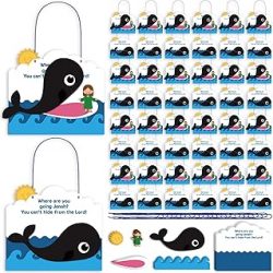 Wenqik Kit de manualidades de 24 piezas de Jonás y la ballena, manualidades cristianas de escuela dominical para hacer tu propia decoración de Jonás y la ballena para niños, actividades divertidas,