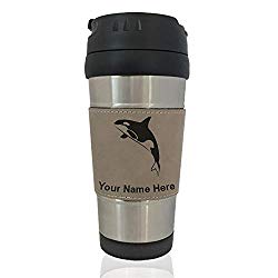 Travel Mug, Killer Whale, Personalized Engraving Included (Light Brown)