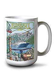 Lantern Press Juneau, Alaska - Views (15oz White Ceramic Mug)