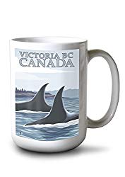 Lantern Press Orca Whales #1 - Victoria, BC Canada (15oz White Ceramic Mug)