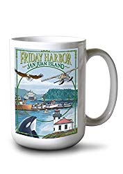 Lantern Press Friday Harbor, San Juan Island, Washington - Views (15oz White Ceramic Mug)