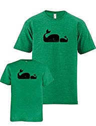 Matching Dad Son Whale Shirts Christmas M&M Heather Green