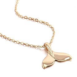 ERAWAN Vintage Whale Tail Fish Nautical Charm Pendant Mermaid Tail Necklace Jewelry EW sakcharn (Gold)
